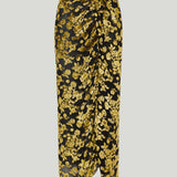 Balmain Gathered devoré velvet maxi skirt.