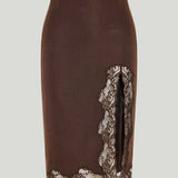 Balmain lace-detailed midi skirt