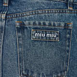 Miu Miu Frayed-hem denim mini skirt