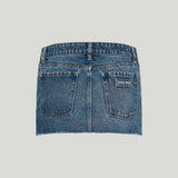 Miu Miu Frayed-hem denim mini skirt
