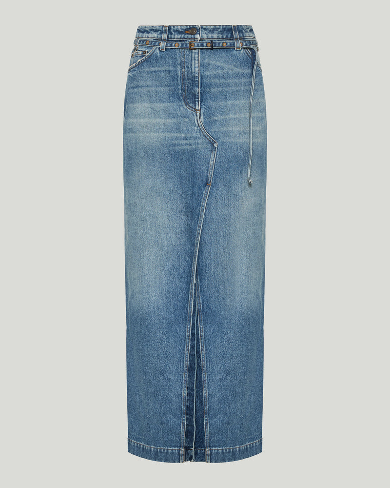Dries Van Noten Slvannaz denim maxi skirt
