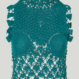 Rabanne Embellished cotton crochet top