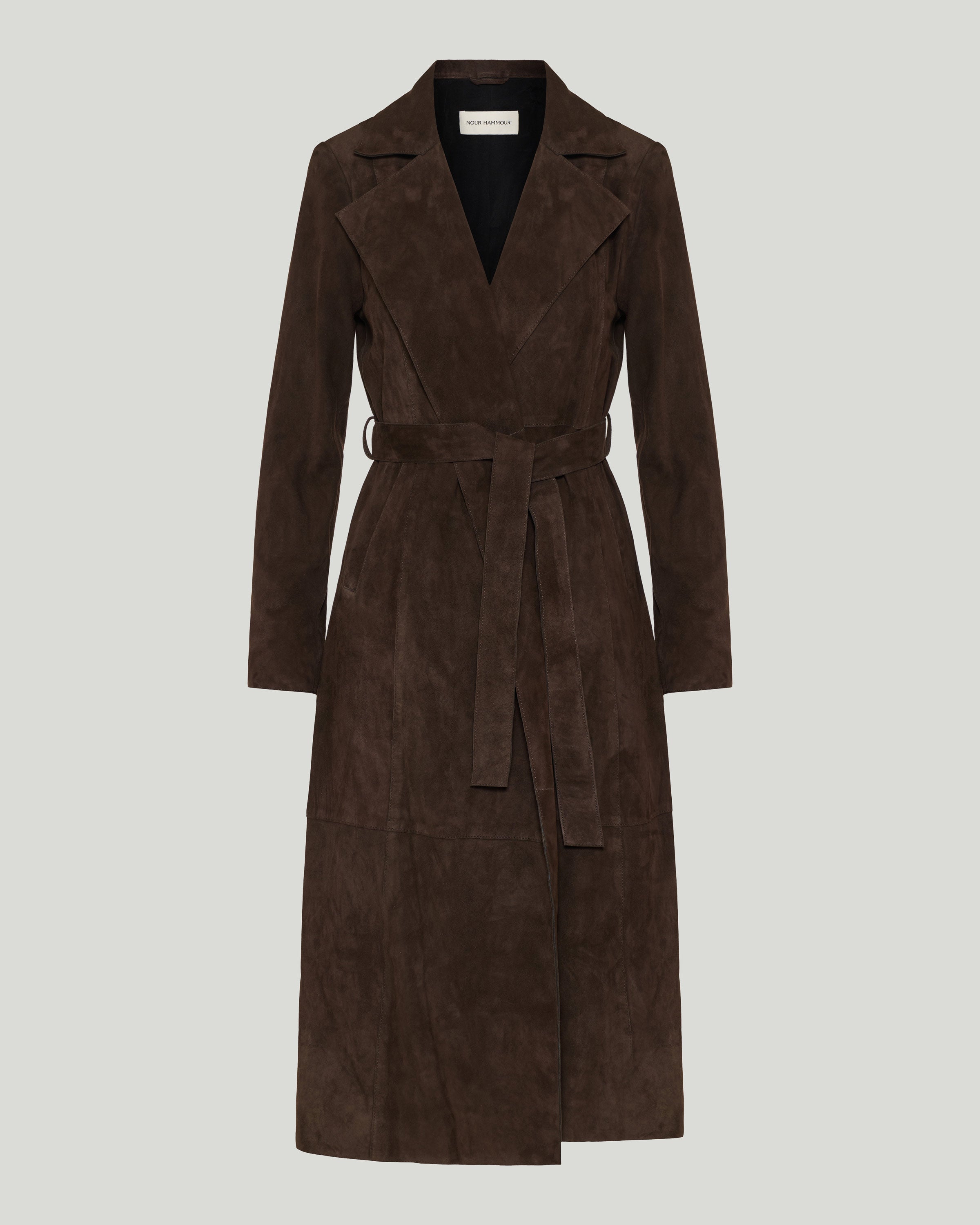 再値下げ済み♡♡♡AMERI♡WOOL RIDERS COAT 完売品 Nour Hammour Winona Belted suede wrap coat – Luisa World