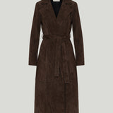 Nour Hammour Winona Belted suede wrap coat