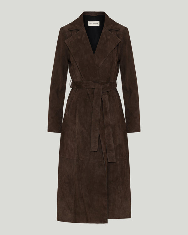 Nour Hammour Winona Belted suede wrap coat