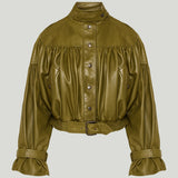 Chloé High-neck cropped leather jacket