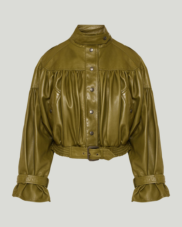Chloé High-neck cropped leather jacket