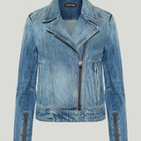Tom Ford Stonewashed denim biker jacket