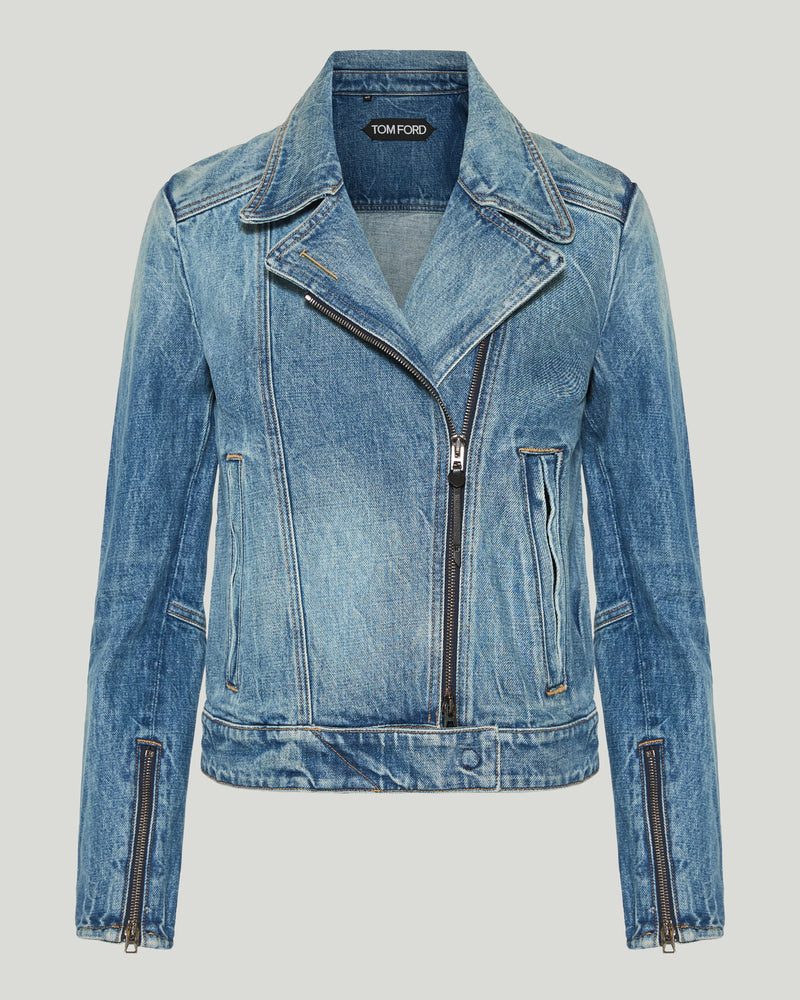 Tom Ford Stonewashed denim biker jacket