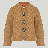 La DoubleJ Crystal-embellished cable-knit cardigan