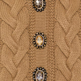 La DoubleJ Crystal-embellished cable-knit cardigan