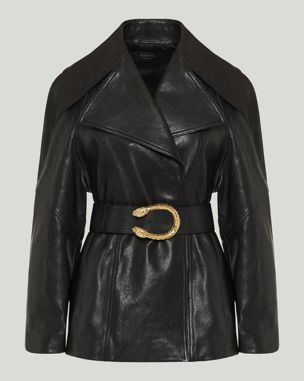 Gucci Leather blazer with dionysus belt