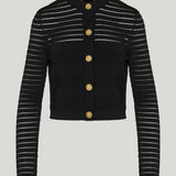 Balmain Mesh stripe crewneck cardigan