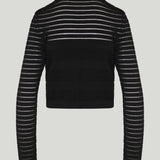 Balmain Mesh stripe crewneck cardigan