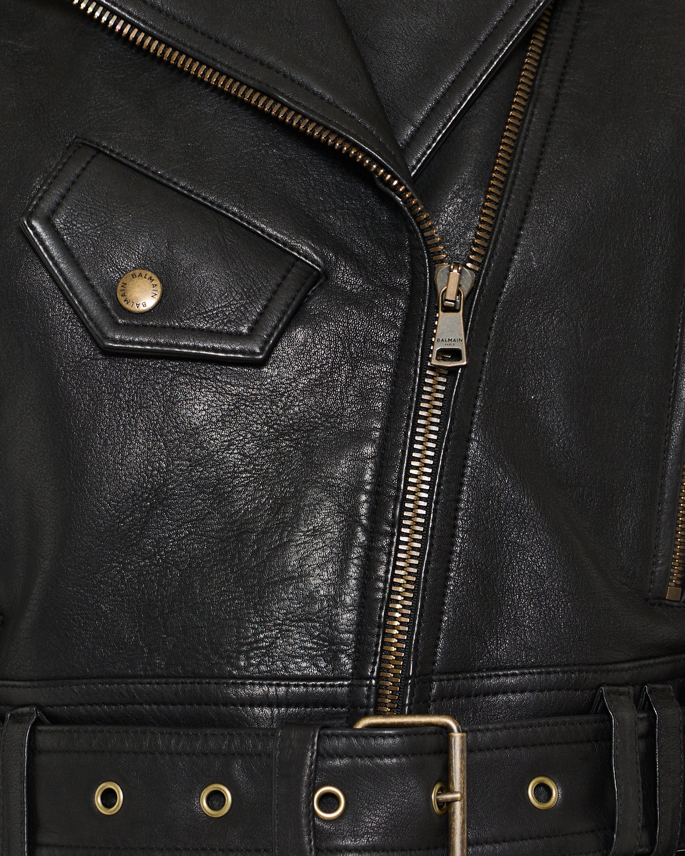 Balmain Cropped leather biker jacket – Luisa World