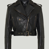 Balmain Cropped leather biker jacket