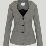 McQueen Gingham off-shoulder harness jacket