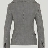 McQueen Gingham off-shoulder harness jacket
