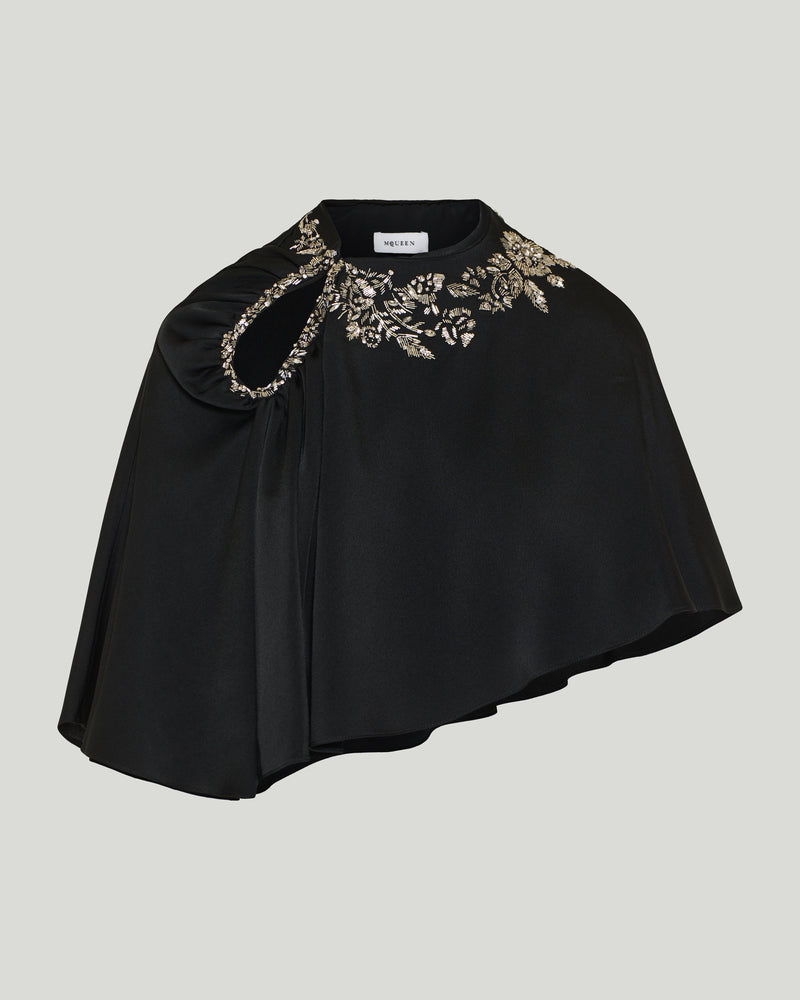 McQueen Embroidered asymmetric cape