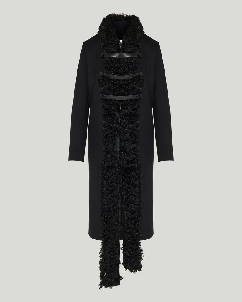 Fendi Shearling-collar wool coat
