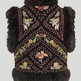 Fendi embroidered tulle gilet with fox fur trim