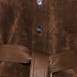 Saint Laurent Belted shearling and suede jacket