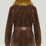 Saint Laurent Belted shearling and suede jacket