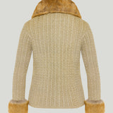 Saint Laurent Cable-knit shearling-trimmed lurex cardigan