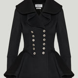 McQueen Ruffle-collar wool peplum coat