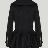 McQueen Ruffle-collar wool peplum coat