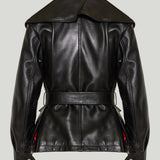 McQueen Belted draped leather jacket
