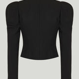 Carolina Herrera puff-sleeve jacket with calla lily buttons