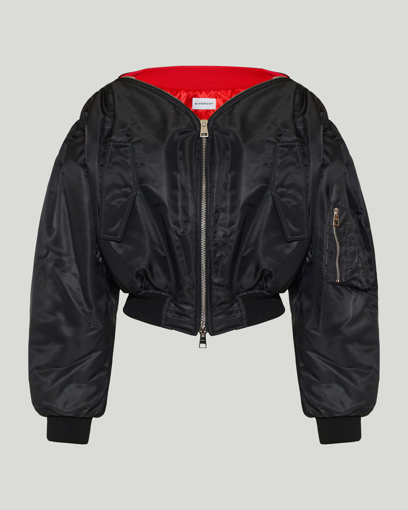 Givenchy Off shoulder cropped bomber jacket