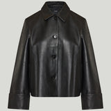 Theory boxy cuff leather jacket