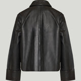 Theory boxy cuff leather jacket