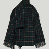 Toteme Fringed checked wool-blend jacket