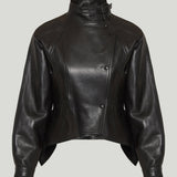 Balmain Asymmetric leather jacket