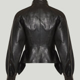 Balmain Asymmetric leather jacket