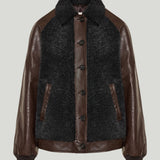 Miu Miu Calfskin and shearling blouson jacket