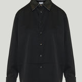Bottega Veneta Leather-collar shirt