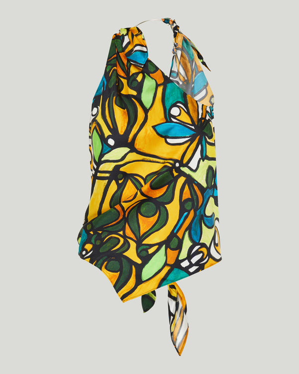 Christopher Esber Printed draped silk top