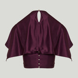 Rabanne Gathered caped satin cropped top