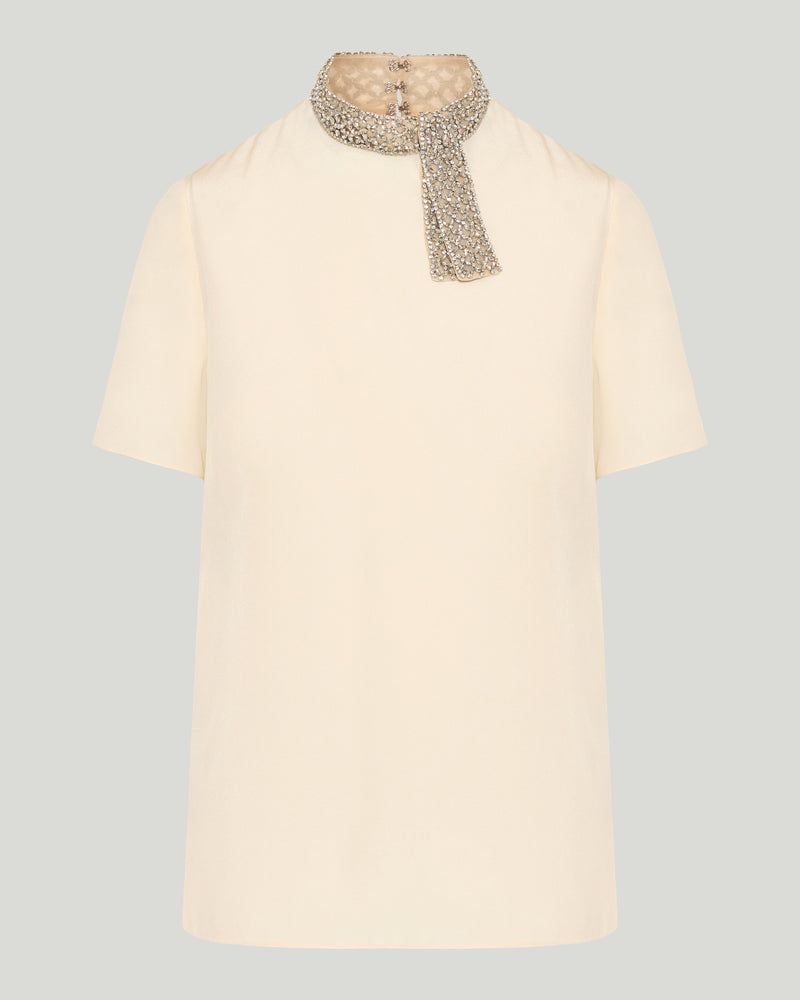 Valentino Garavani Crystal-embellished silk blouse