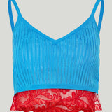 Versace Lace-trim ribbed knit tank top