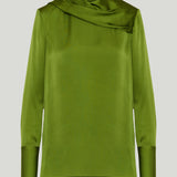 TOM FORD Draped-neck silk blouse