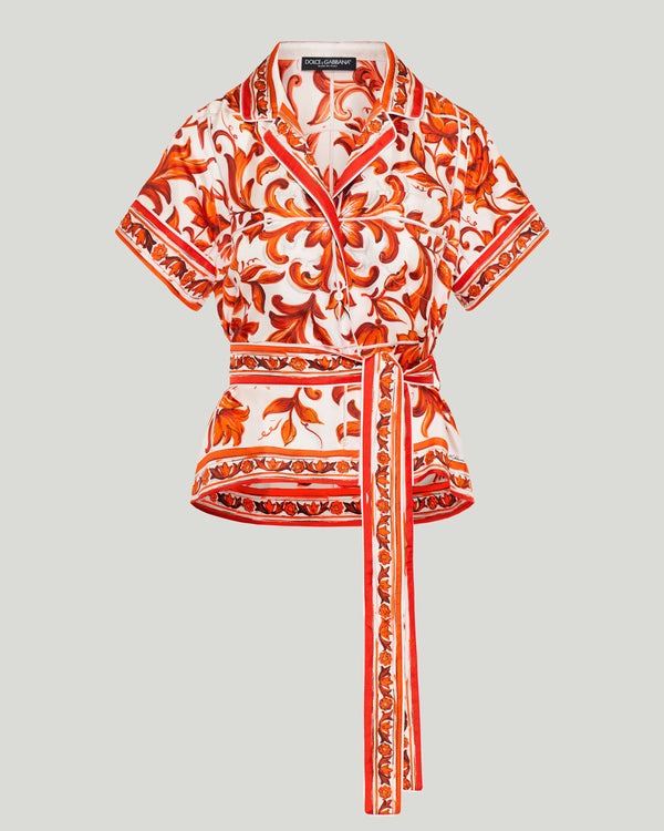 Dolce & Gabbana Majolica print vanity silk shirt