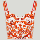 Dolce & Gabbana Majolica print charmeuse bustier top