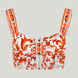 Dolce & Gabbana majolica print poplin bustier top