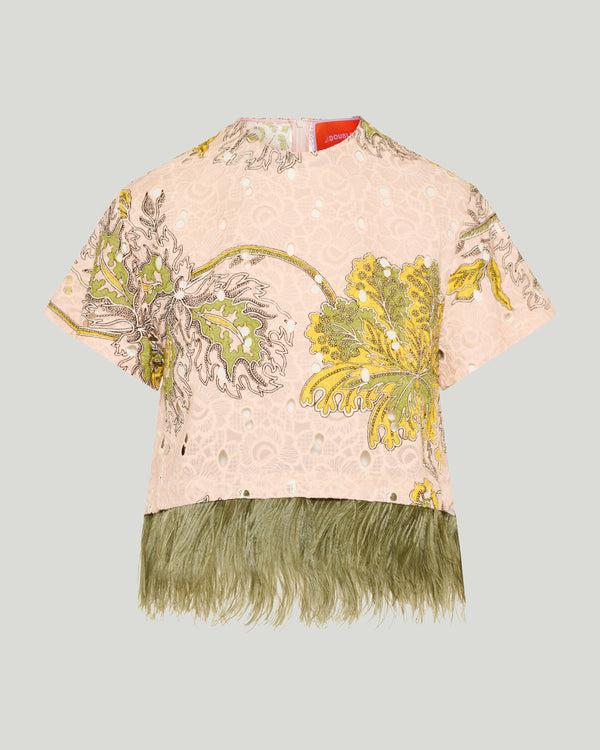 La DoubleJ La scala feather trim top