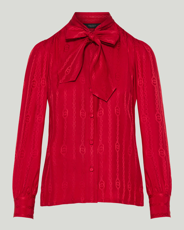 Gucci Interlocking G chain silk jacquard shirt